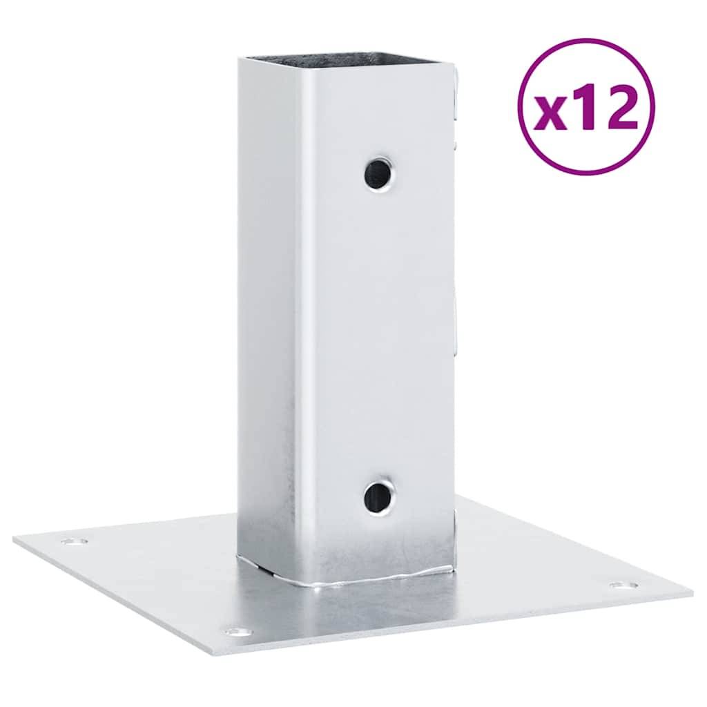 vidaXL Pfostenträger Quadratisch 12 Stk. Silber 51x51mm Stahl Verzinkt