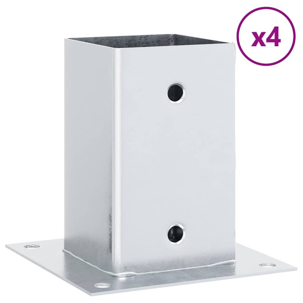 vidaXL Pfostenträger Quadratisch 4Stk. Silber 91x91mm Verzinkter Stahl