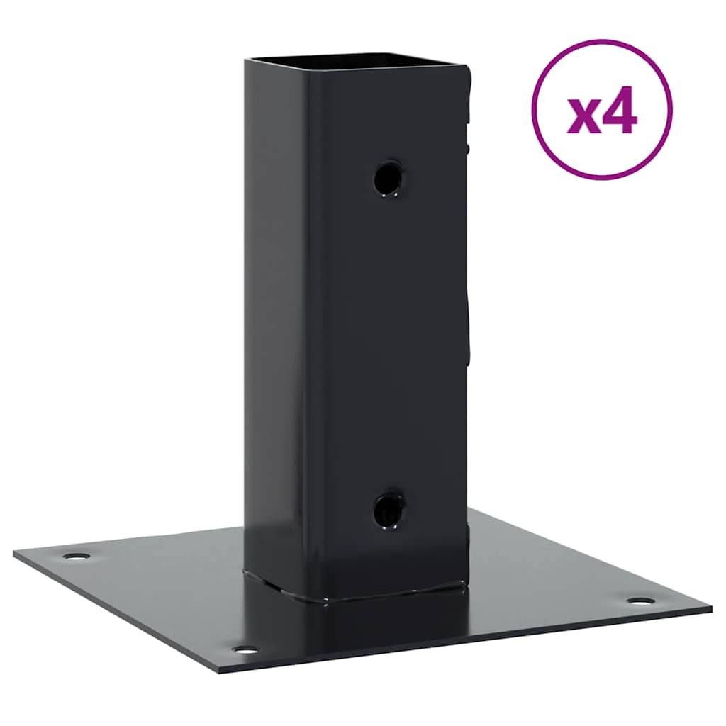 vidaXL Pfostenträger Quadrat 4 Stk. 51x51 mm Pulverbeschichteter Stahl