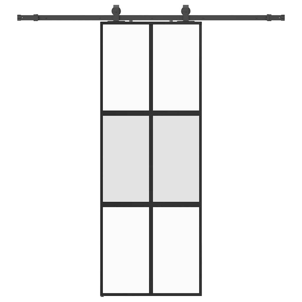 vidaXL Schiebetür mit Beschlag Schwarz 76x205 cm Hartglas