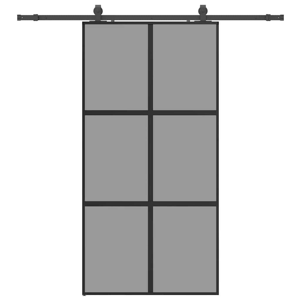 vidaXL Schiebetür mit Beschlag Schwarz 102,5x205 cm Hartglas