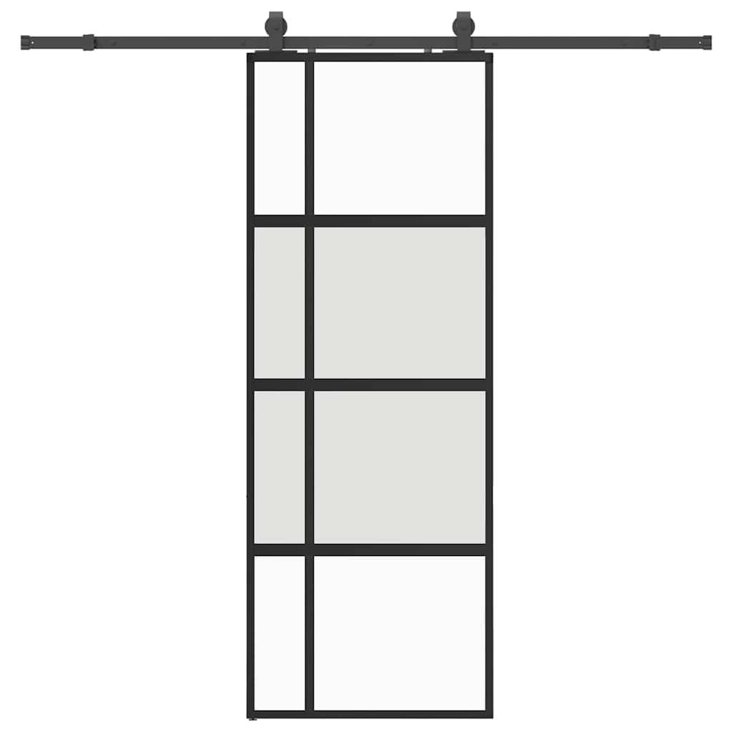 vidaXL Schiebetür mit Beschlag Schwarz 76x205 cm Hartglas
