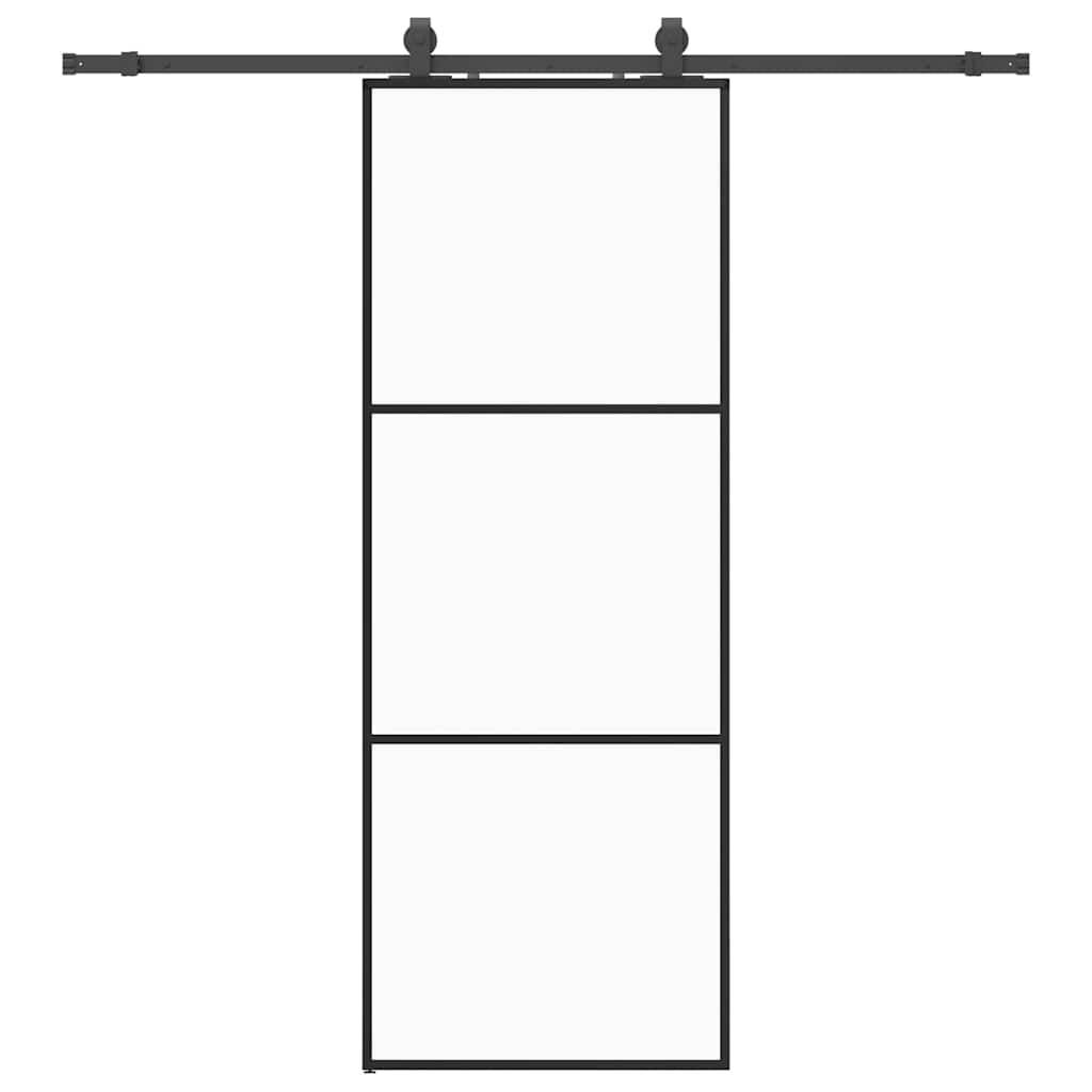 vidaXL Schiebetür mit Beschlag Schwarz 76x205 cm ESG-Glas