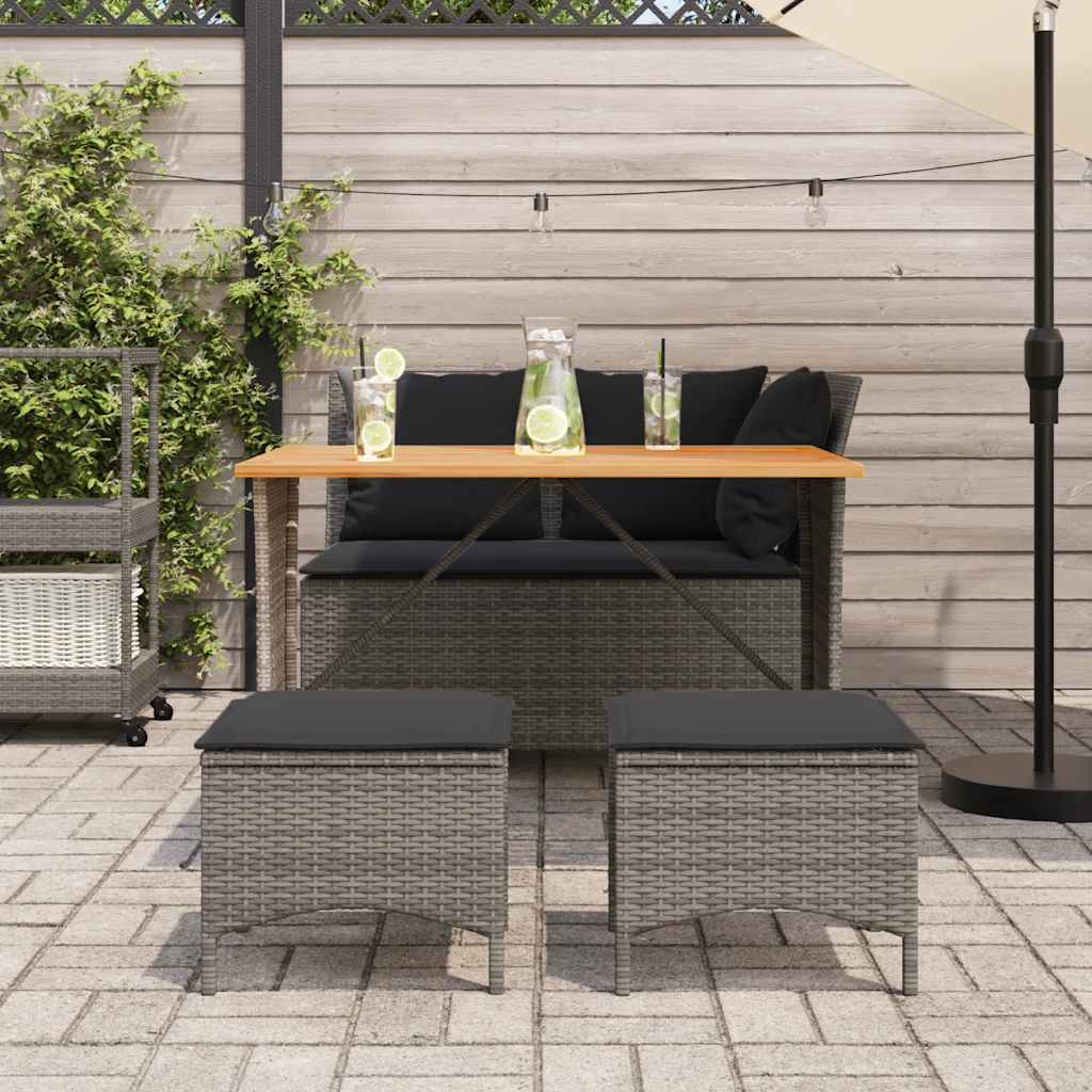 vidaXL 4-tlg. Garten-Essgruppe mit Kissen Grau Poly Rattan