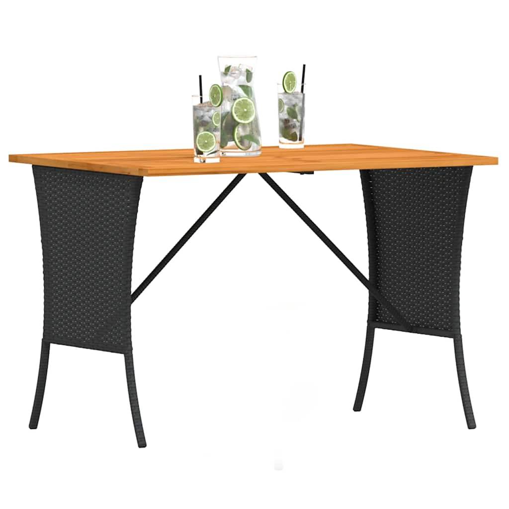 vidaXL Gartentisch mit Akazienholzplatte 105x75x72 cm Poly Rattan