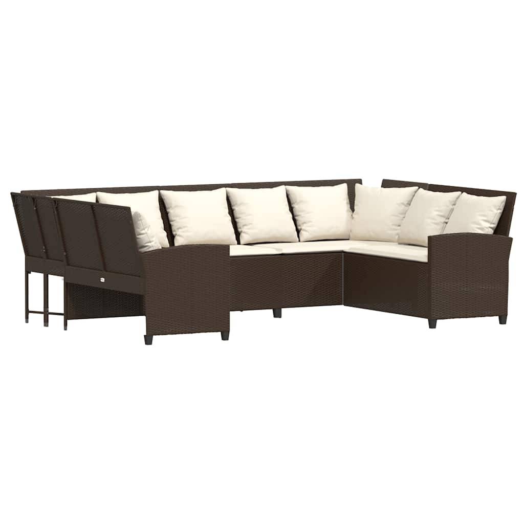vidaXL Gartensofa mit Kissen Braun Poly Rattan