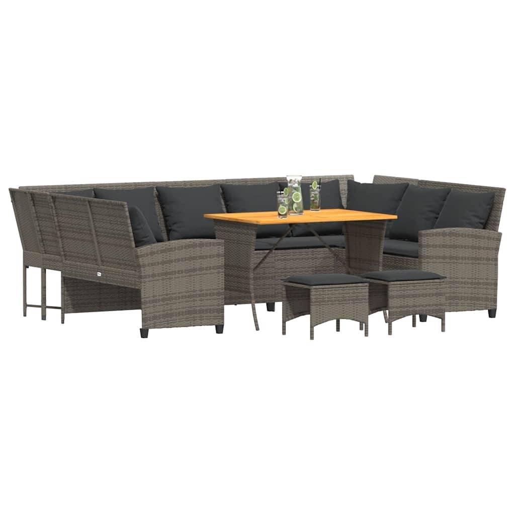 vidaXL 4-tlg. Garten-Sofagarnitur mit Kissen Grau Poly Rattan