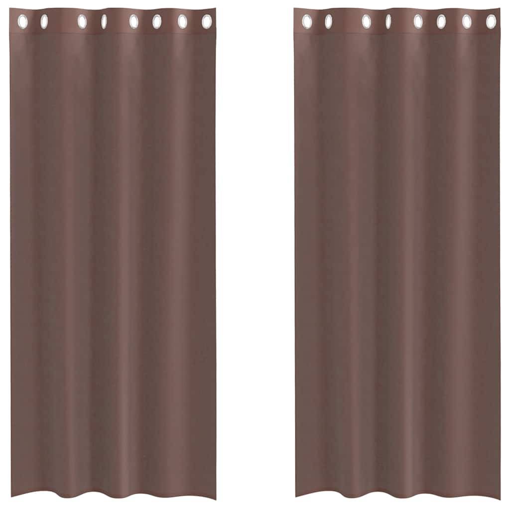 vidaXL Voile Vorhänge mit Ösen 2 Stk. Braun 140x225 cm