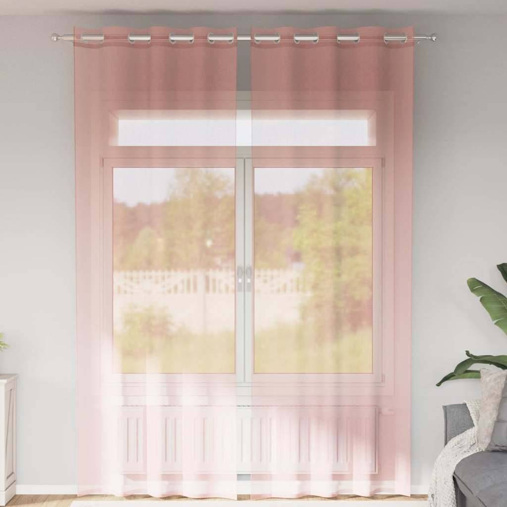 vidaXL Voile Vorhänge mit Ösen 2 Stk. Rosa 140x260 cm