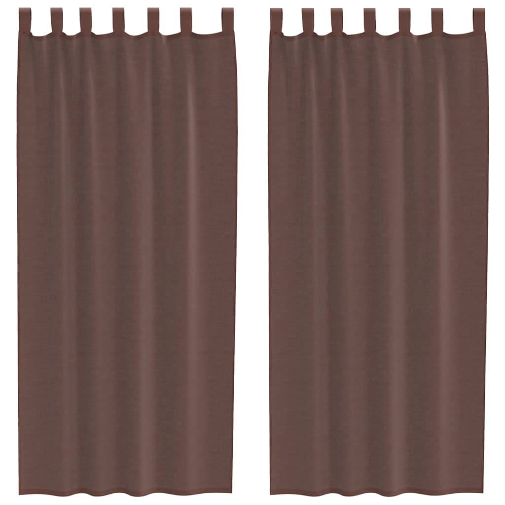 vidaXL Voile Vorhänge mit Stangentaschen 2 Stk. Braun