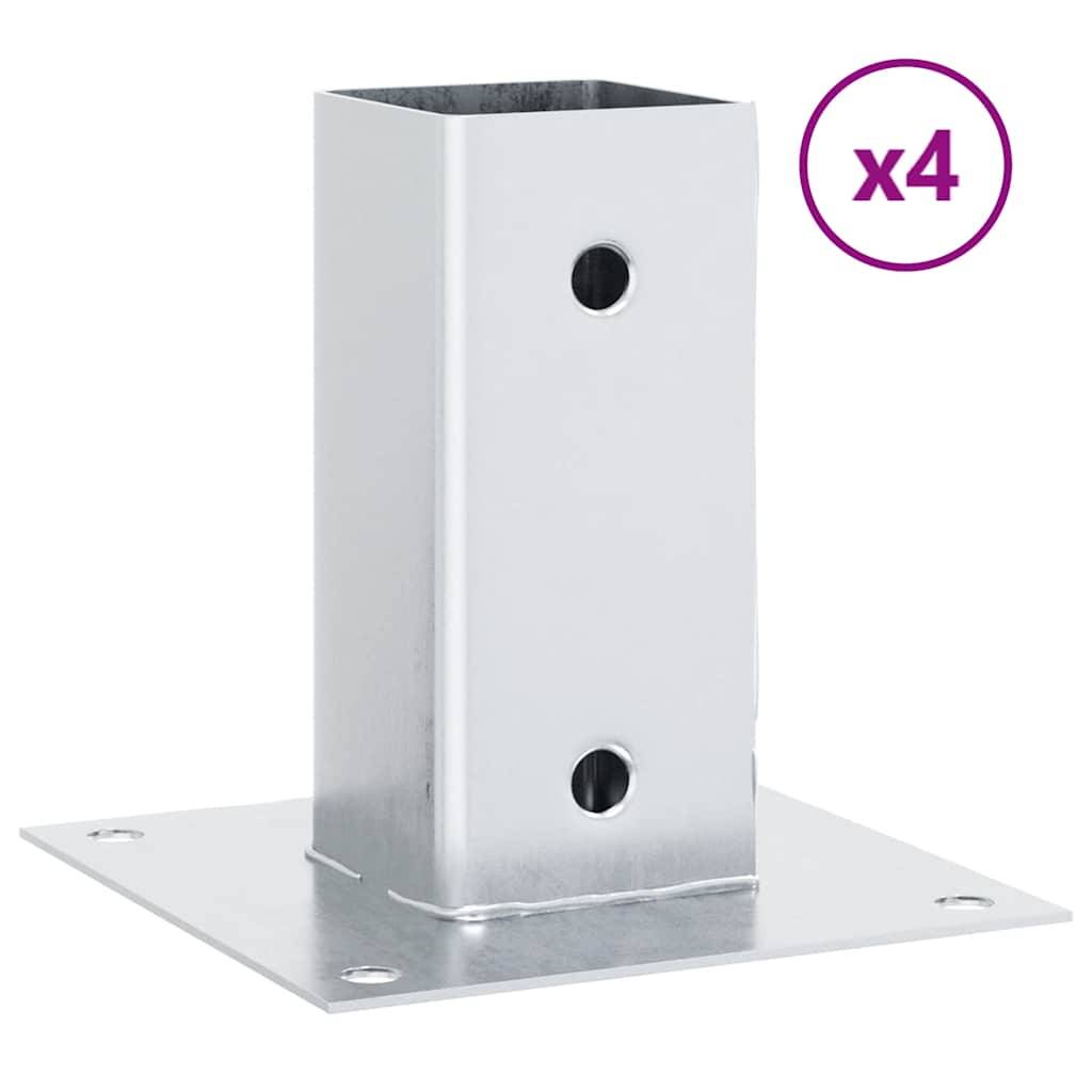 vidaXL Pfostenträger Quadratisch 4Stk. Silber 71x71mm Verzinkter Stahl