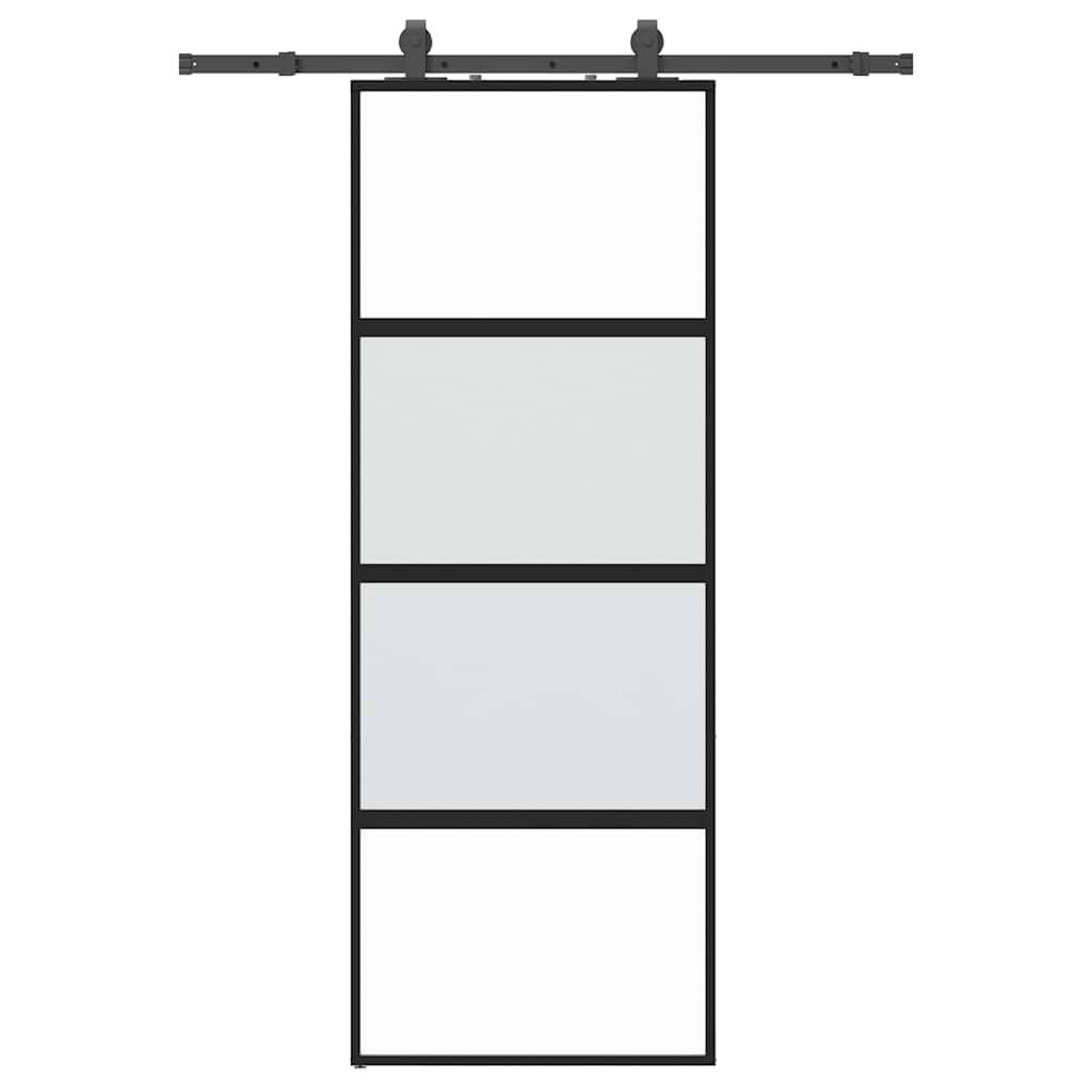 vidaXL Schiebetür mit Beschlag Schwarz 76x205 cm Hartglas