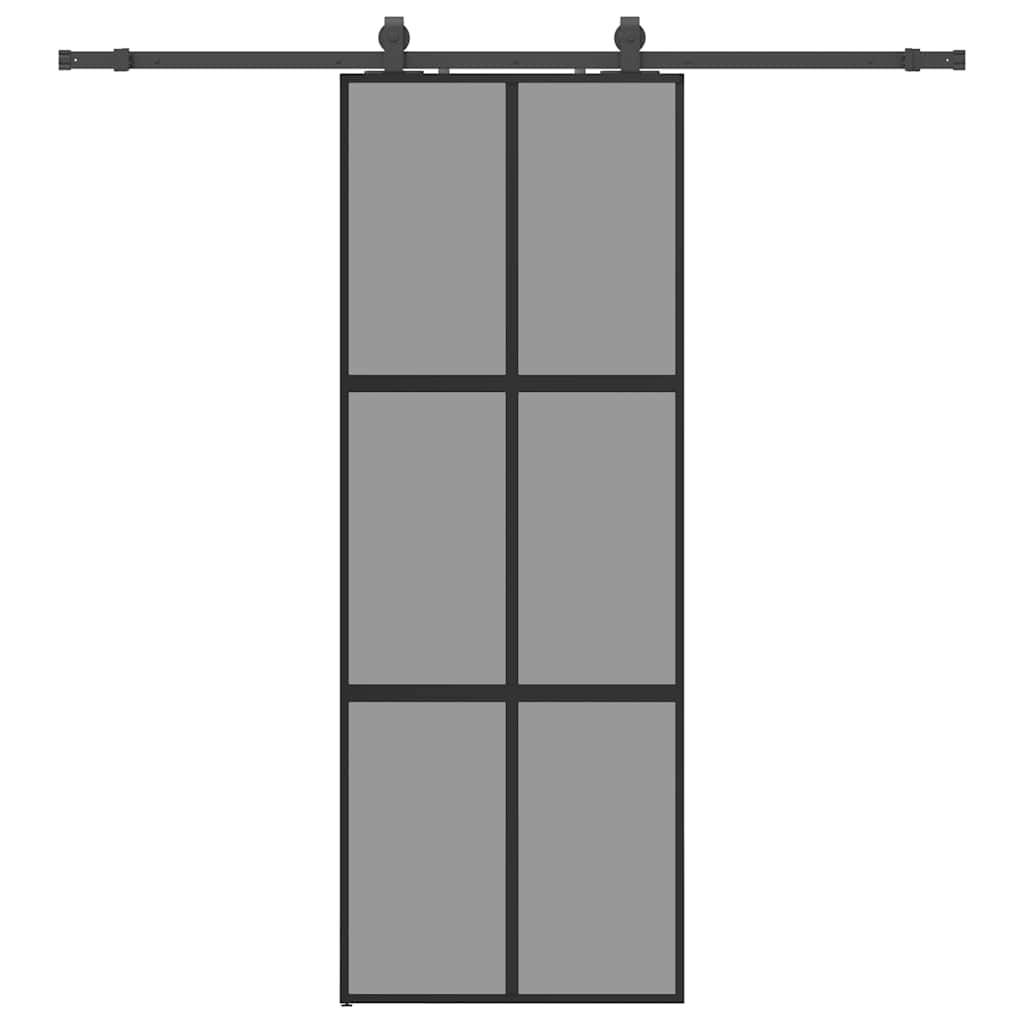 vidaXL Schiebetür mit Beschlag Schwarz 76x205 cm Hartglas