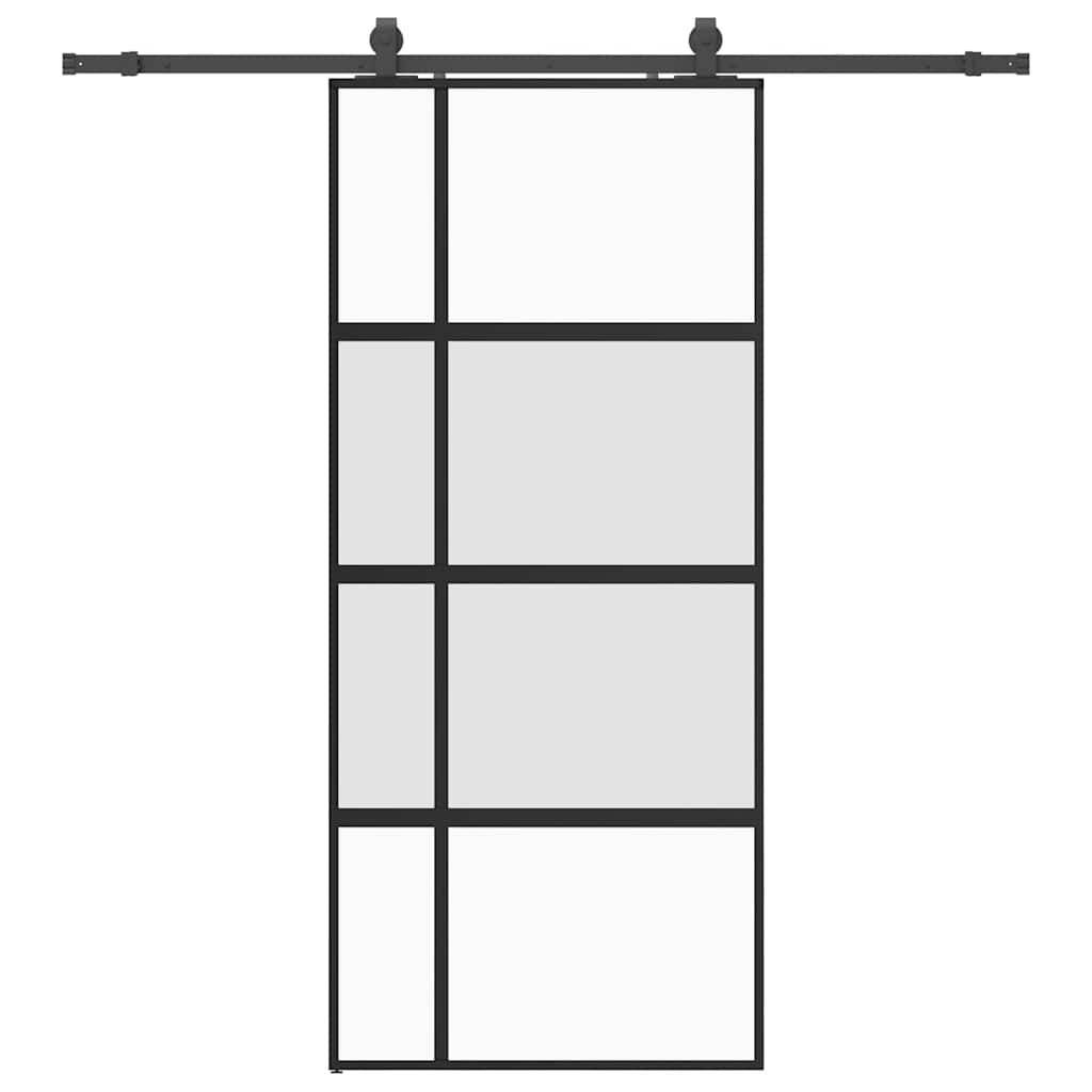 vidaXL Schiebetür mit Beschlag Schwarz 90x205 cm Hartglas