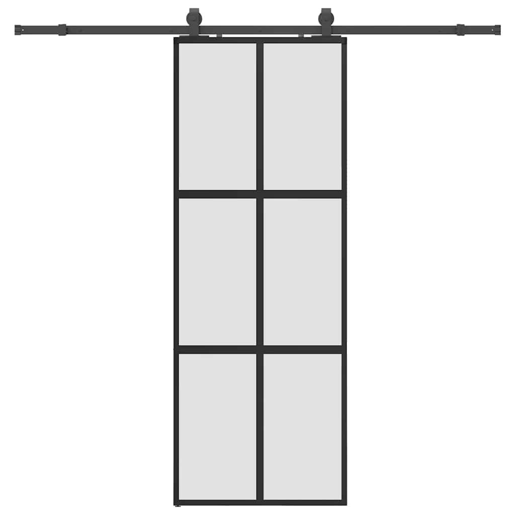 vidaXL Schiebetür mit Beschlag Schwarz 76x205 cm Hartglas