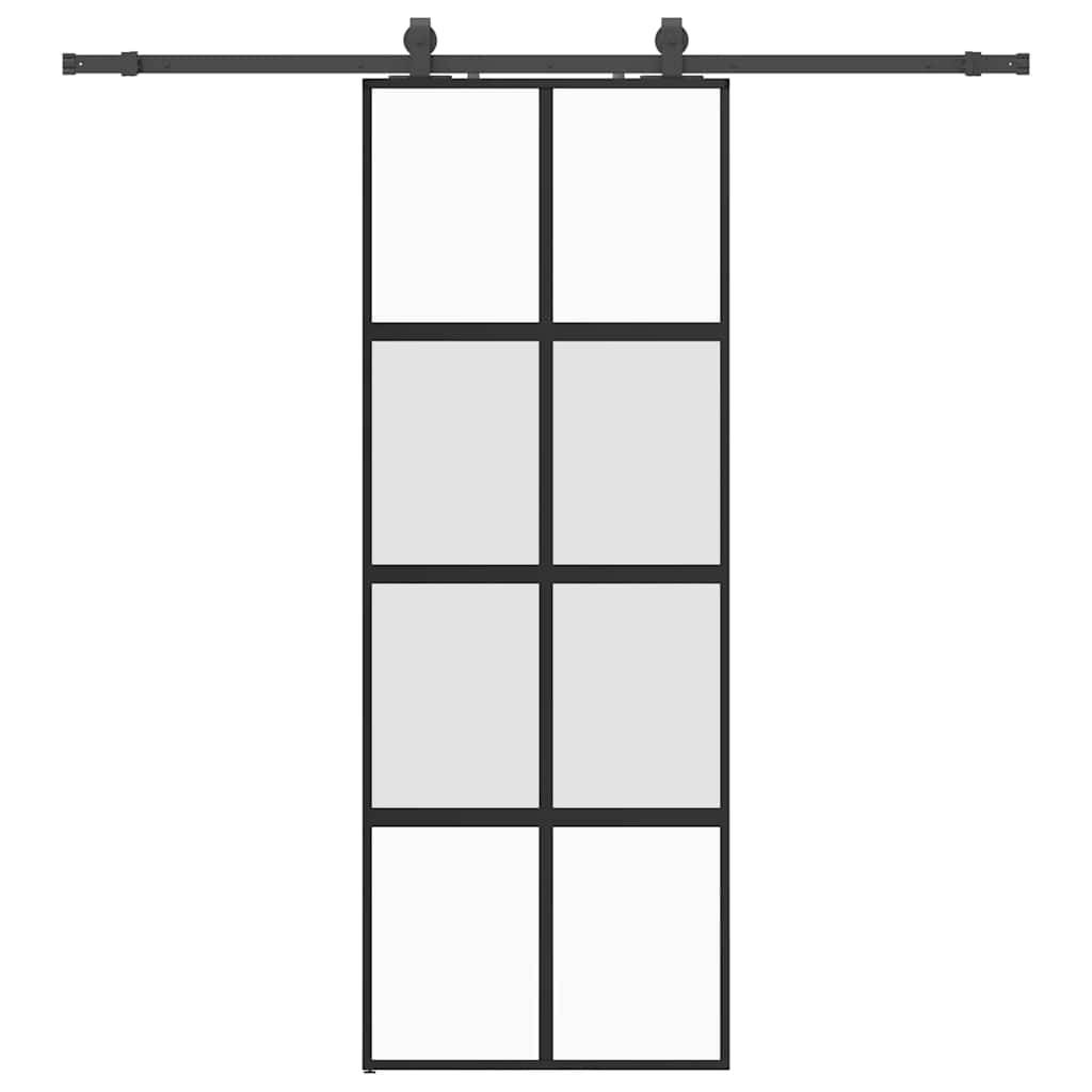 vidaXL Schiebetür mit Beschlag Schwarz 76x205 cm Hartglas