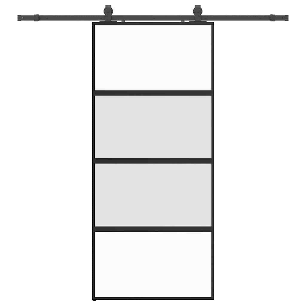 vidaXL Schiebetür mit Beschlag Schwarz 90x205 cm Hartglas