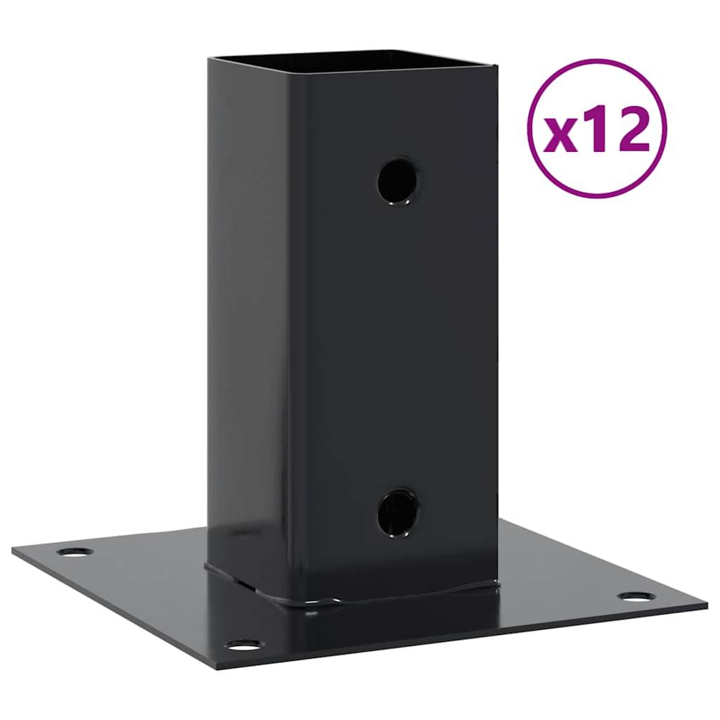 vidaXL Pfostenträger Quadrat 12 Stk. 71x71mm Pulverbeschichteter Stahl