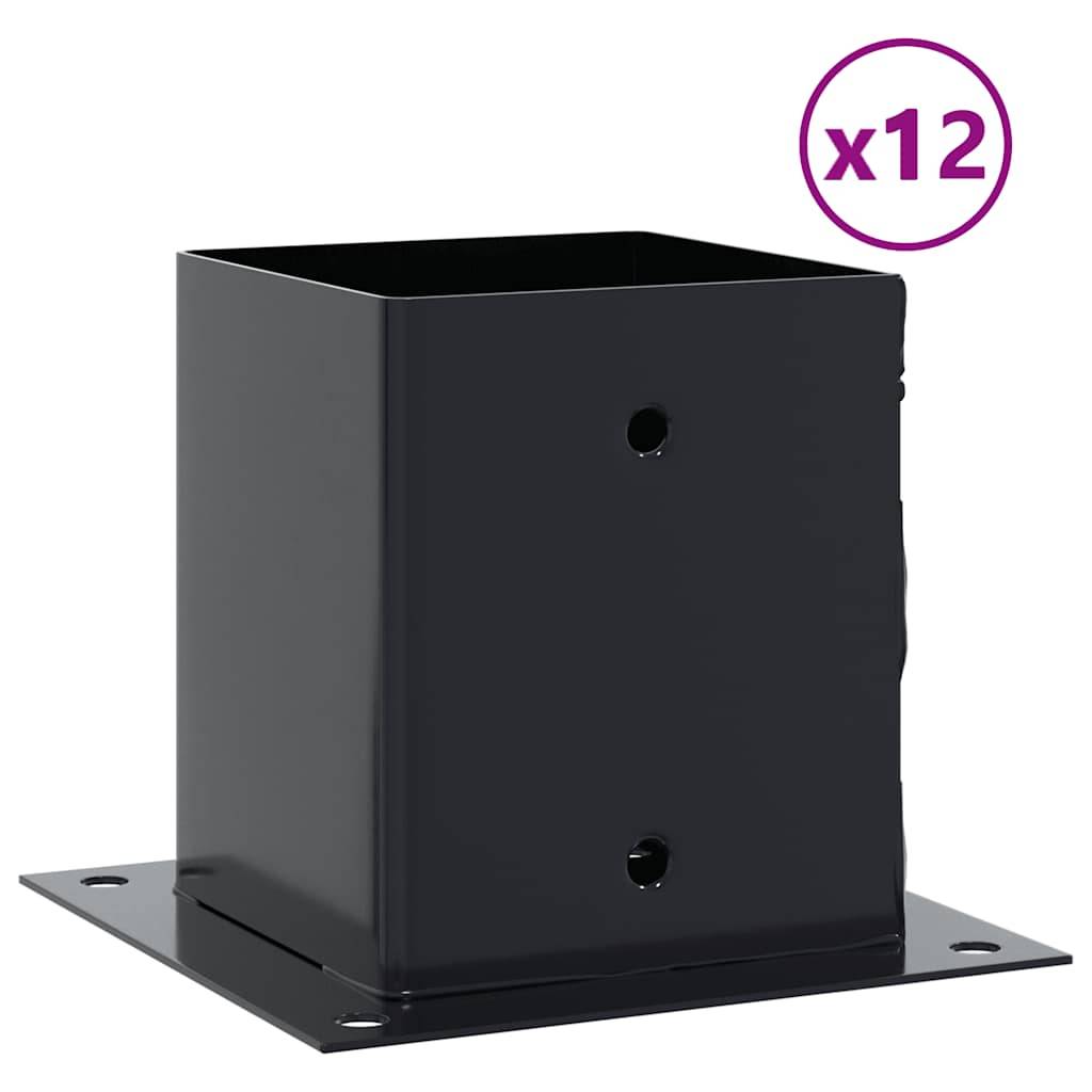 vidaXL Pfostenträger Quadrat 12 Stk. 101x101mm Stahl Pulverbeschichtet