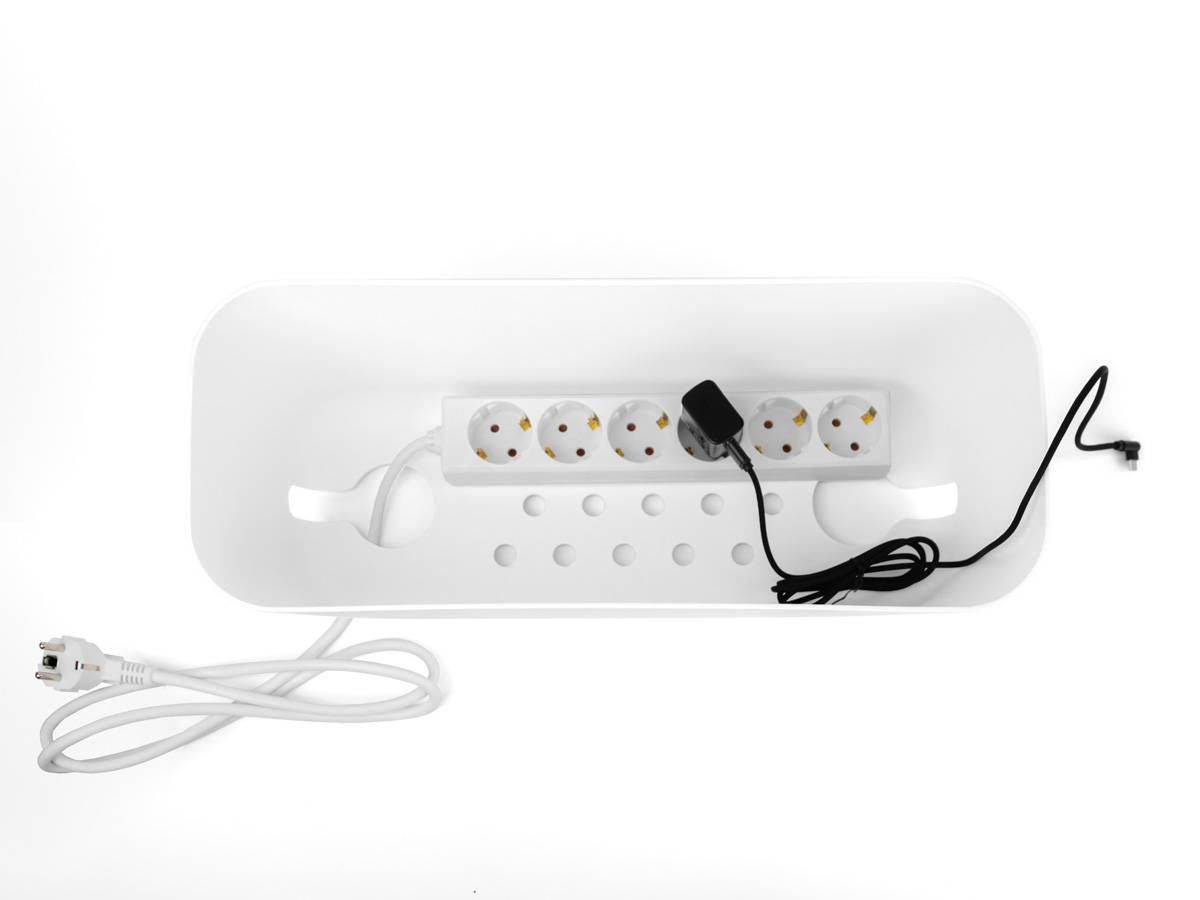 Bosign Kabelbox XL Organiser mit 6-fach Steckdosenleiste, Holzoptik