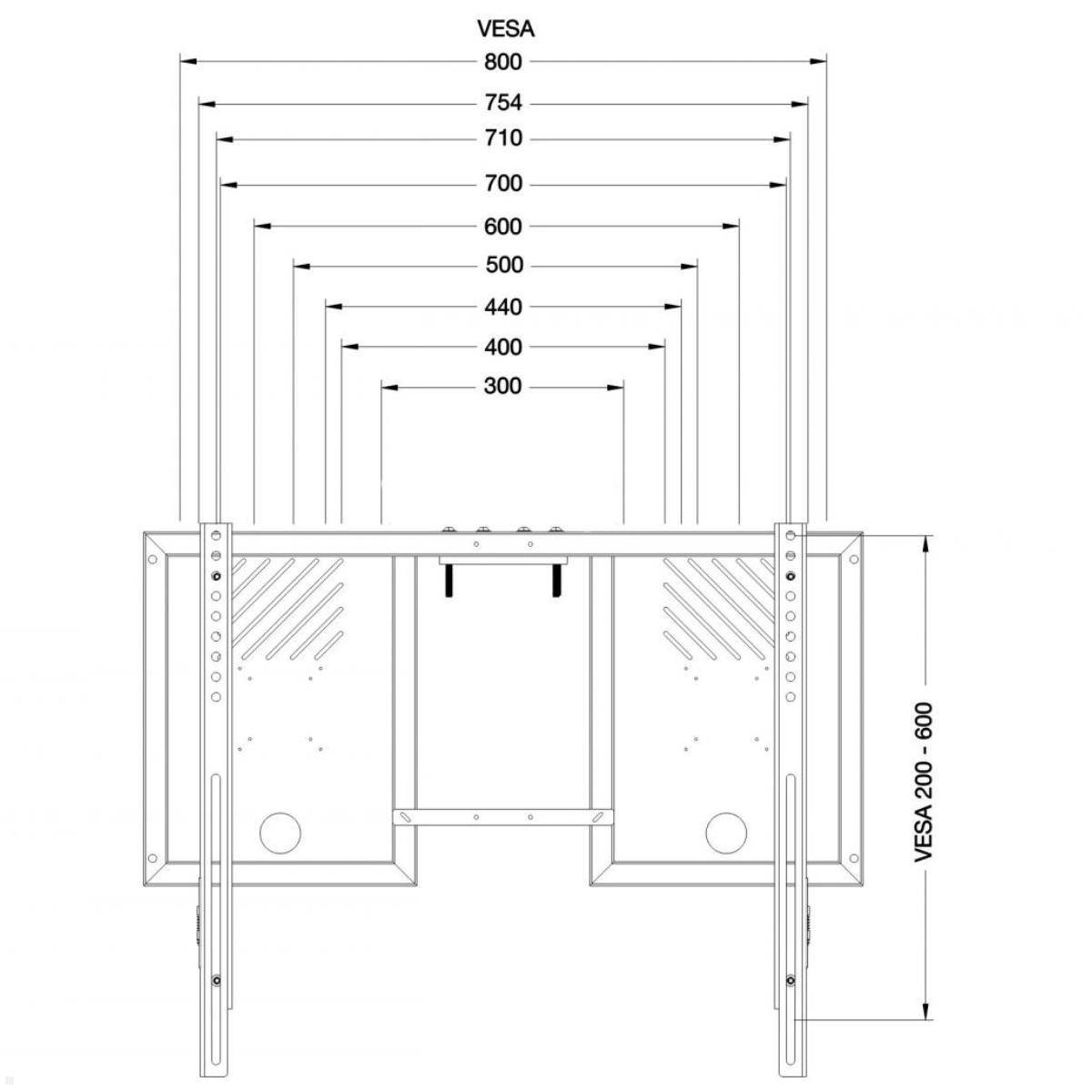 Conen Lite elektrischer TV Ständer 42-86 Zoll 900 mm Hub, schwarz
