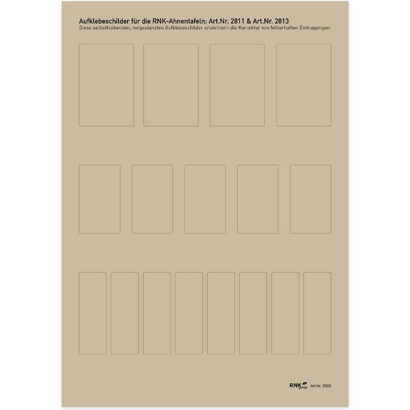 RNK Verlag Korrekturetiketten für Ahnentafel 2811 und 2813