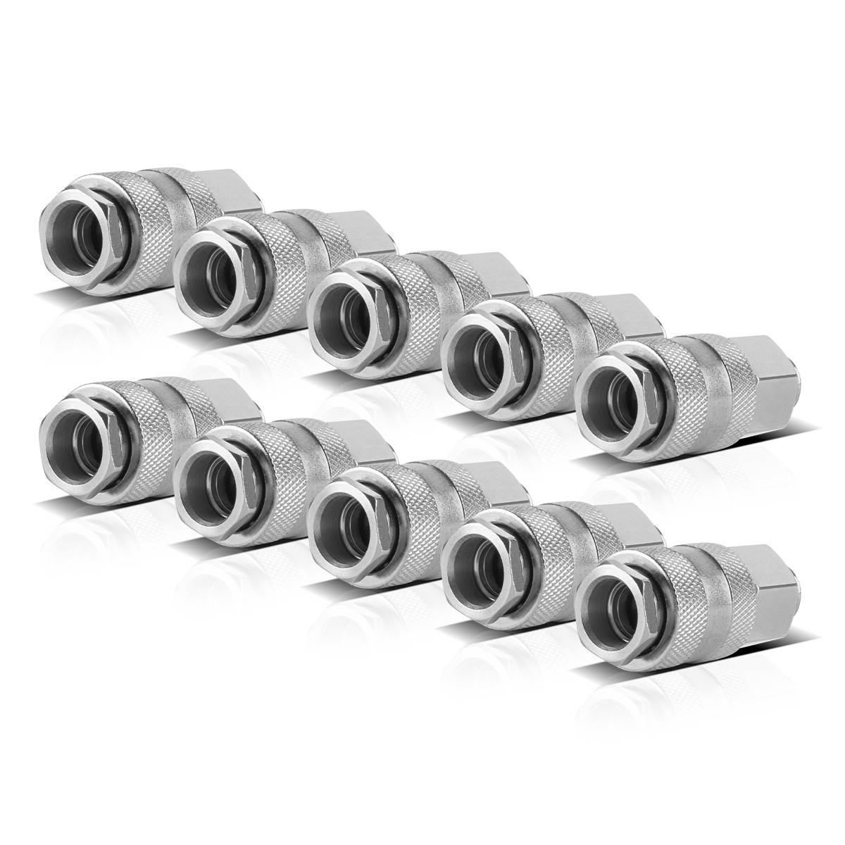 STAHLWERK 10er Set Druckluft-Schnellkupplung NW 7.2 mit 1/4 Zoll Außengewinde