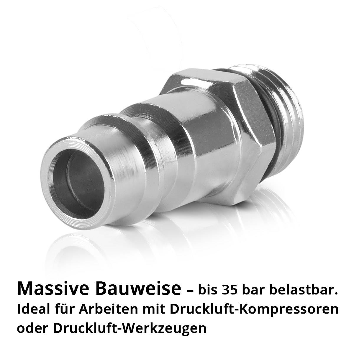 STAHLWERK 10er Set Druckluft-Schnellkupplung Stecknippel NW 7.2 1/4 Zoll