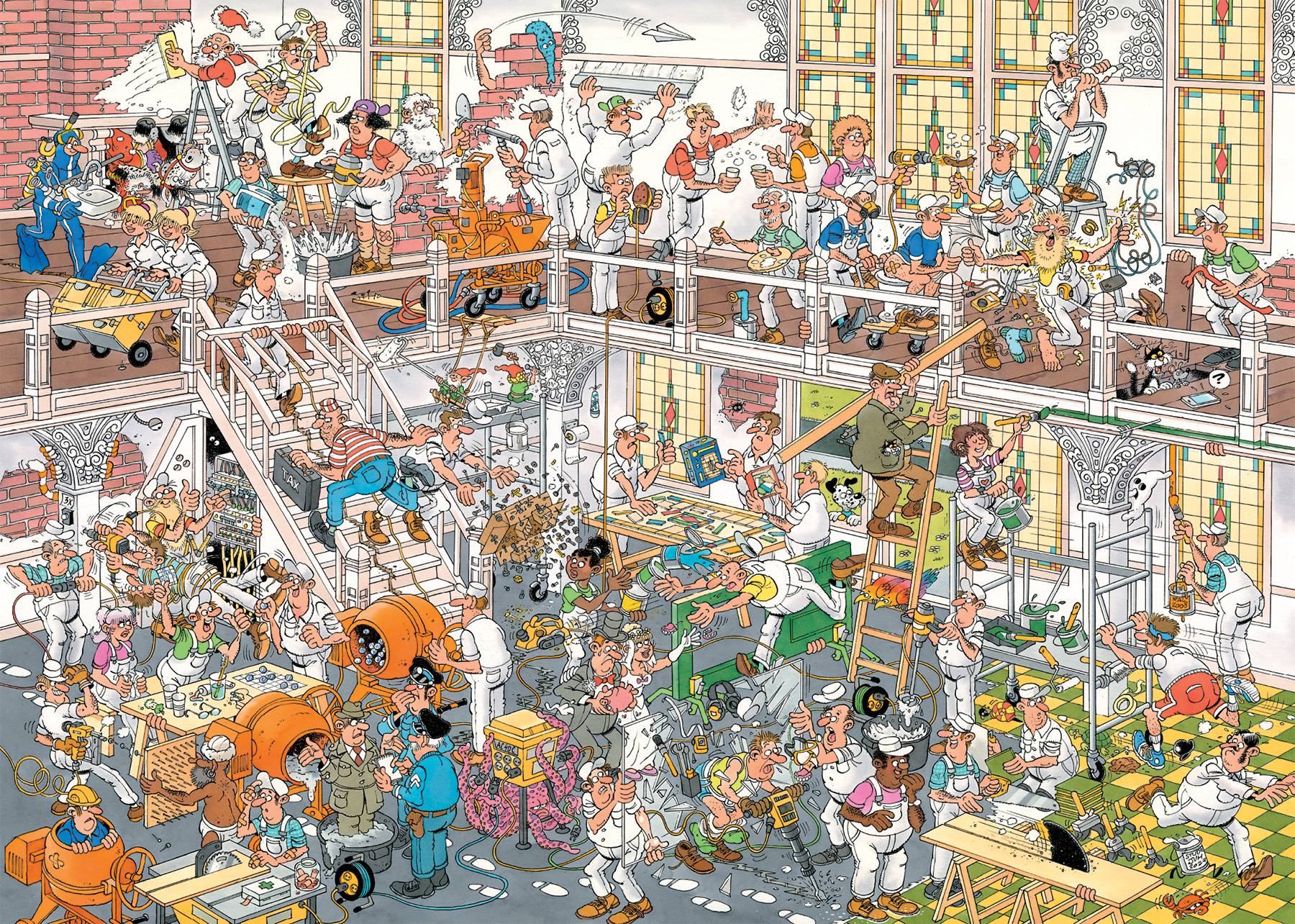 Jumbo Spiele 1110100647 Jan van Haasteren - How not to DIY (2 x 1000 Teile)