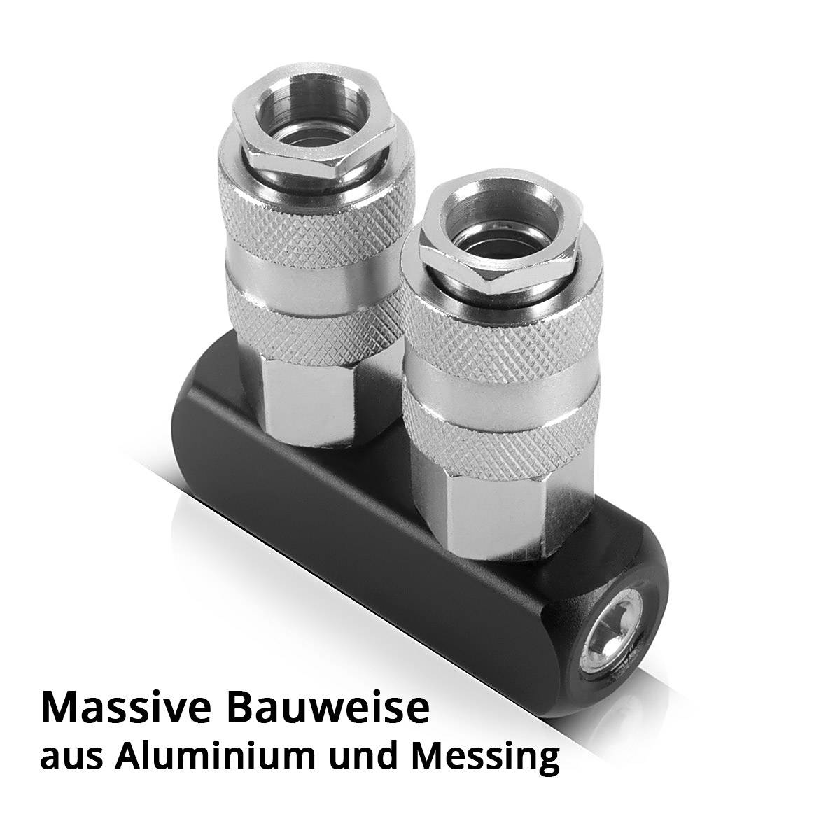 STAHLWERK 2 x 2-fach Druckluft-Verteiler bis 35 bar mit Schnellkupplung 1/4 Zoll