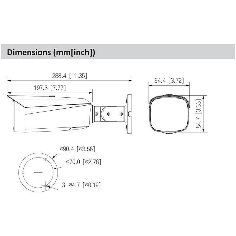 Dahua IPC-HFW3849T1P-ZAS-PV-27135-S5 IP-Kamera 4K, 4K Ultra HDBullet Kamera | Blickwinkel:108° - 34° (Objektiv-Brennwei