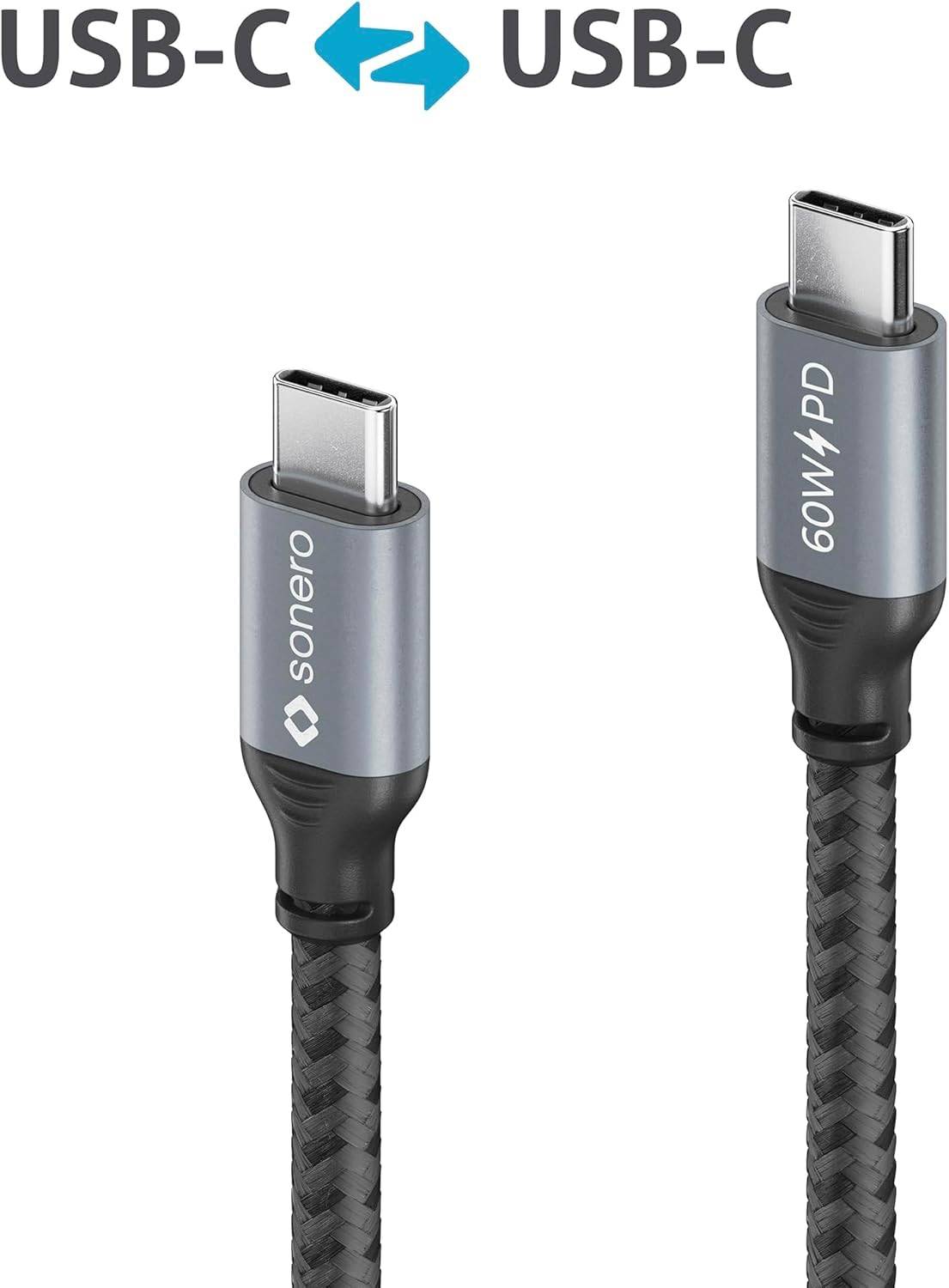 SONERO USB-C Kabel SPC-U300-010 60W PD 1m grau-schwarz