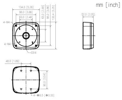 Dahua - PFA124 - Zubehör - Halterung, Material: Aluminum, Anschlussdose, Modernes Design , Maße (L x B x H): 134 mm x 1
