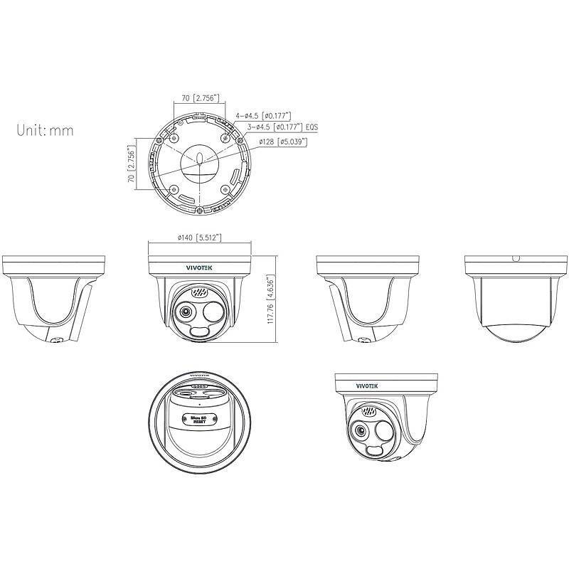 VIVOTEK TT9333-E(7MM) IP-Thermal Kamera, 256 x 192 PixelKompakt Kamera, Thermal Kamera | Blickwinkel:24° (Objektiv-Bren