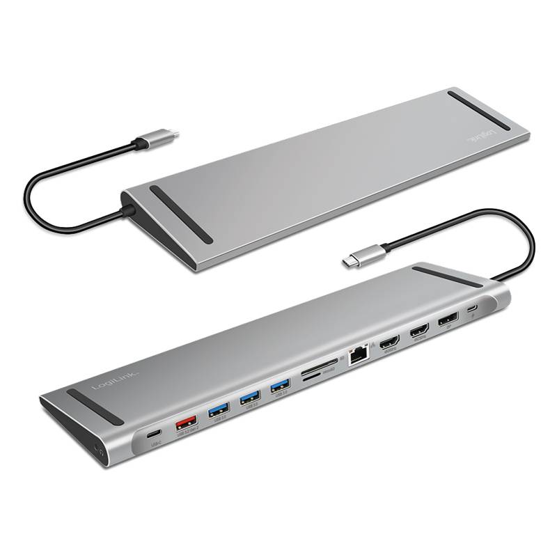 LogiLink USB 3.2 (Gen 2) Docking Station, 12-Port, silber