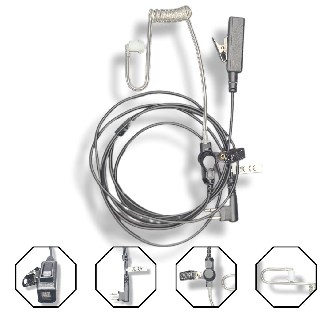 funkKRAFT SecureWave Pro M – Security Headset mit Schallschlauch für Motorola 2-Pin Funkgeräte