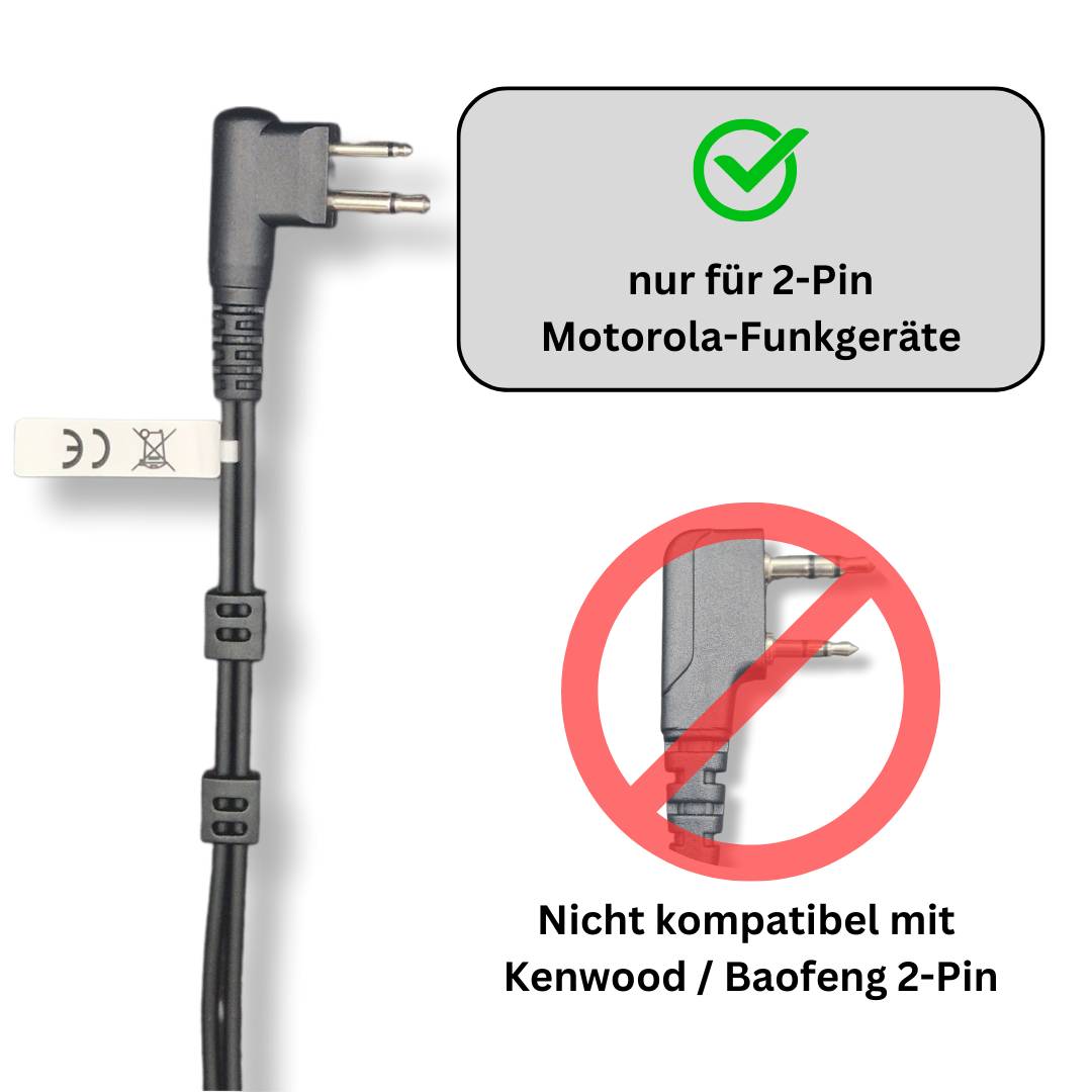 funkKRAFT SecureWave Pro M – Security Headset mit Schallschlauch für Motorola 2-Pin Funkgeräte