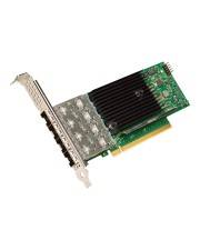 Eine PCIe-Erweiterungskarte mit metallischer Halterung und schwarzem Kühlkörper, isoliert auf weißem Hintergrund gezeigt.