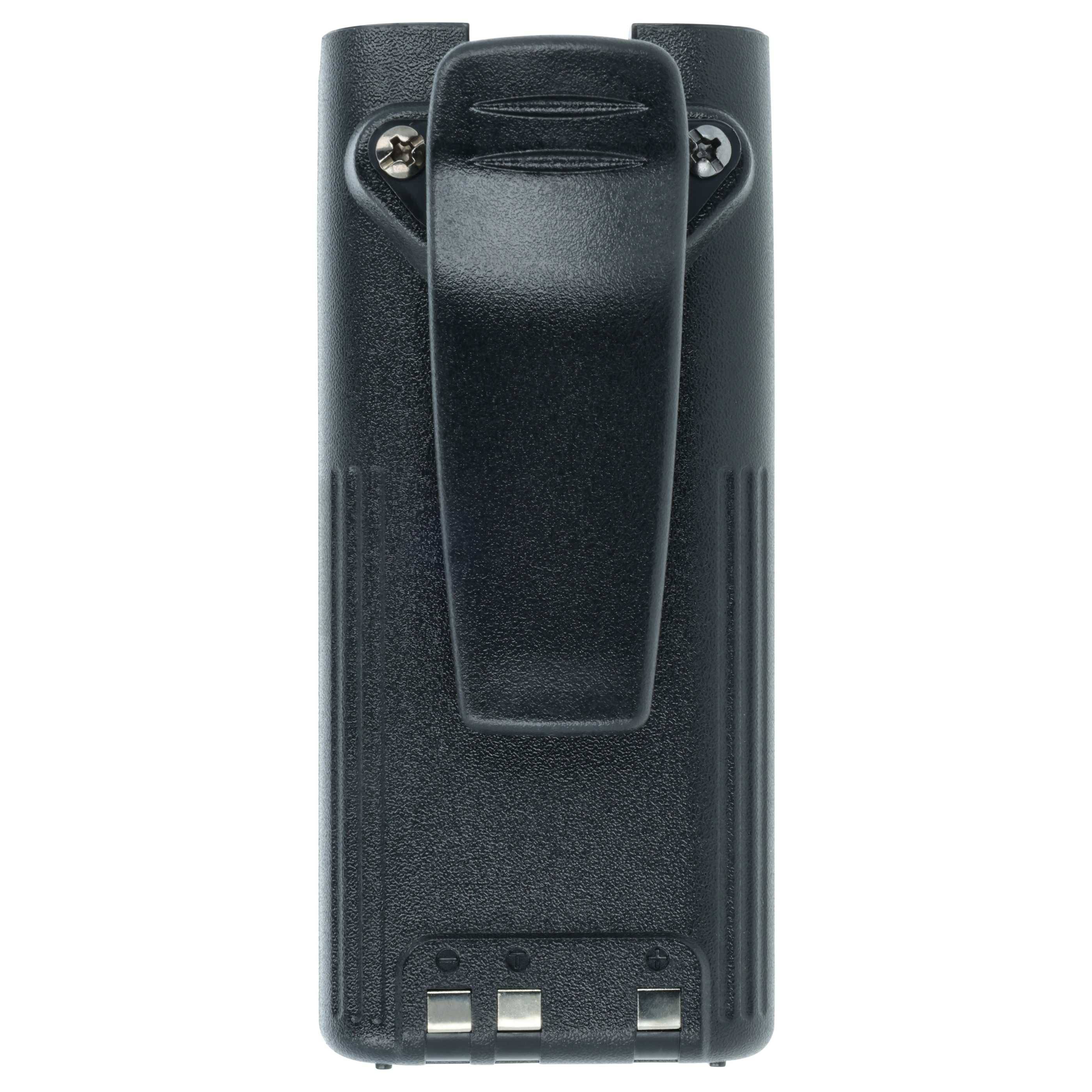 vhbw Akku Ersatz für Icom BP-211N, BP-222N, BP-222 für Funkgerät, Walkie Talkie (2500 mAh, 7,2 V, NiMH) + Gürtelclip