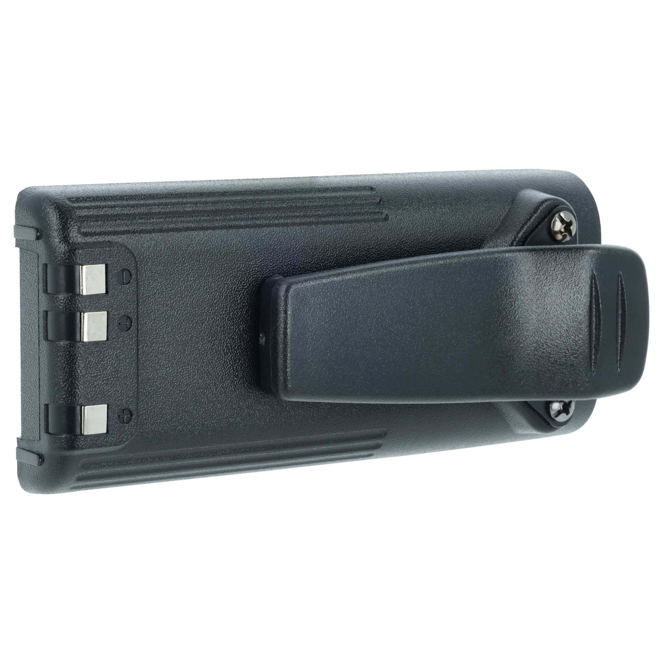 vhbw Akku Ersatz für Icom BP-211N, BP-222N, BP-222 für Funkgerät, Walkie Talkie (2500 mAh, 7,2 V, NiMH) + Gürtelclip