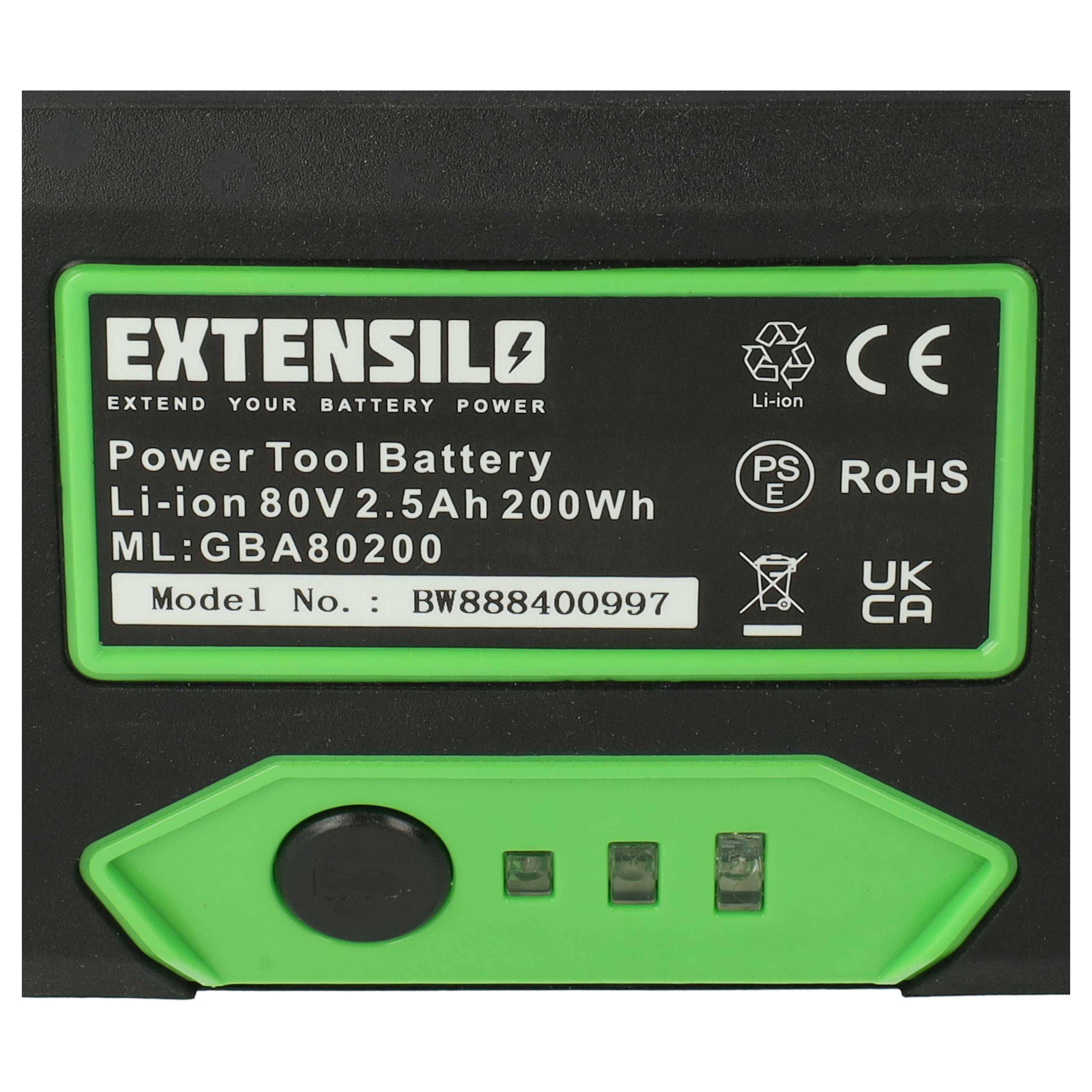 EXTENSILO 2x Akku Ersatz für Remarc 82V430G für Werkzeug (2500 mAh, Li-Ion, 80 V)
