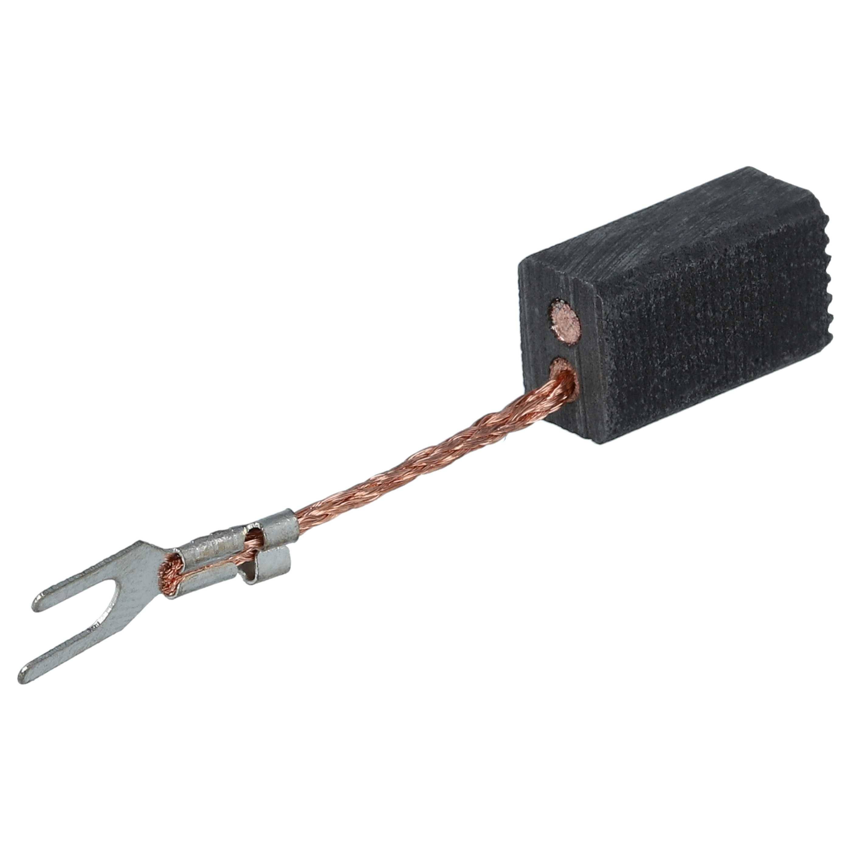 Kohlebürste mit Kupferdraht und Metallstecker, die in Elektromotoren zur Stromleitung zwischen stationären und rotierenden Teilen verwendet wird.