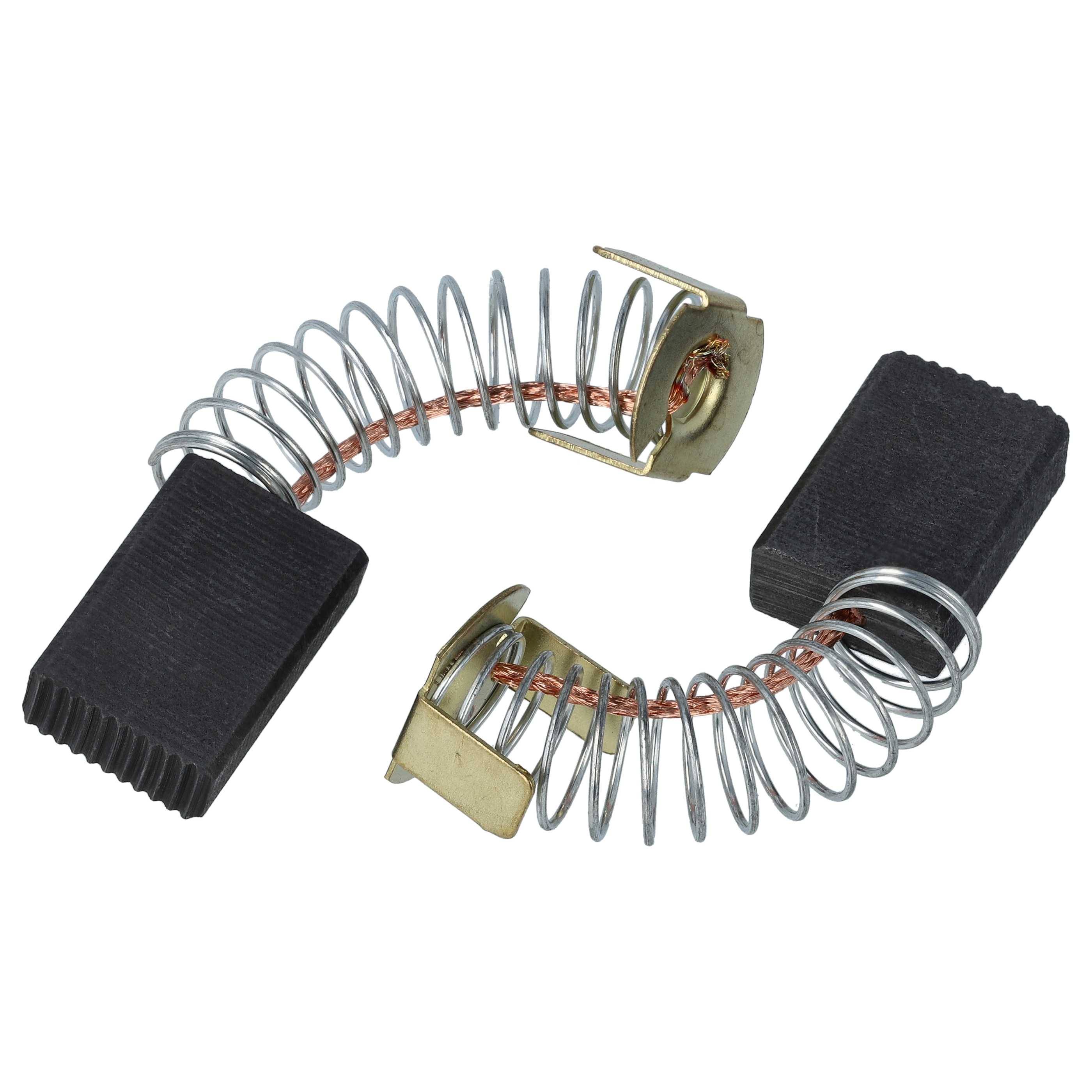 Zwei sich gegenüberstehende, mit Metall gefederte Kohlebürsten, die zur Stromleitung in Motoren oder Generatoren verwendet werden.