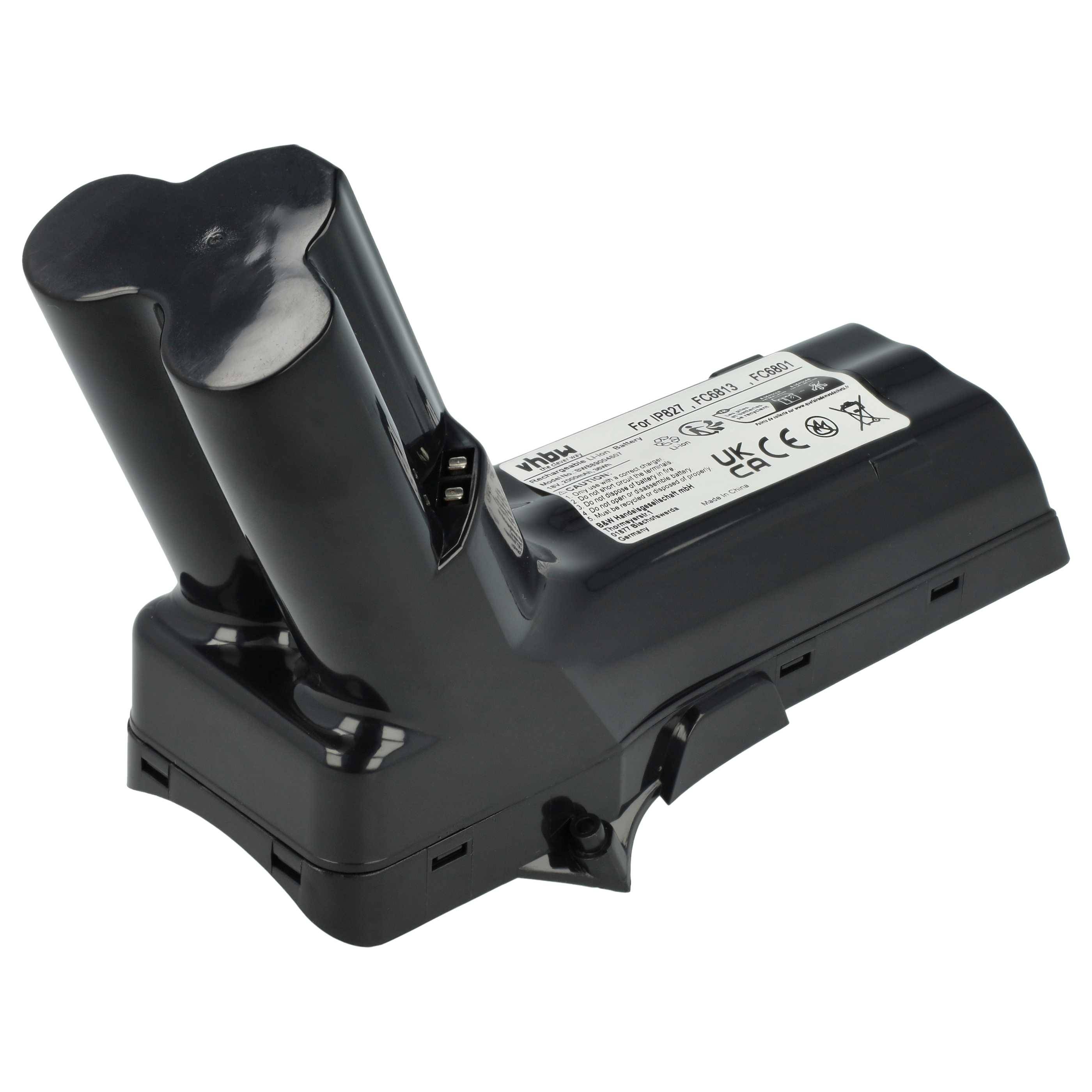 vhbw Akku kompatibel mit Philips FC6814, FC6813, FC6812/82, FC6812/81, FC6908, FC6813/01 Staubsauger Schwarz (2000 mAh, 18 V, Li-Ion)