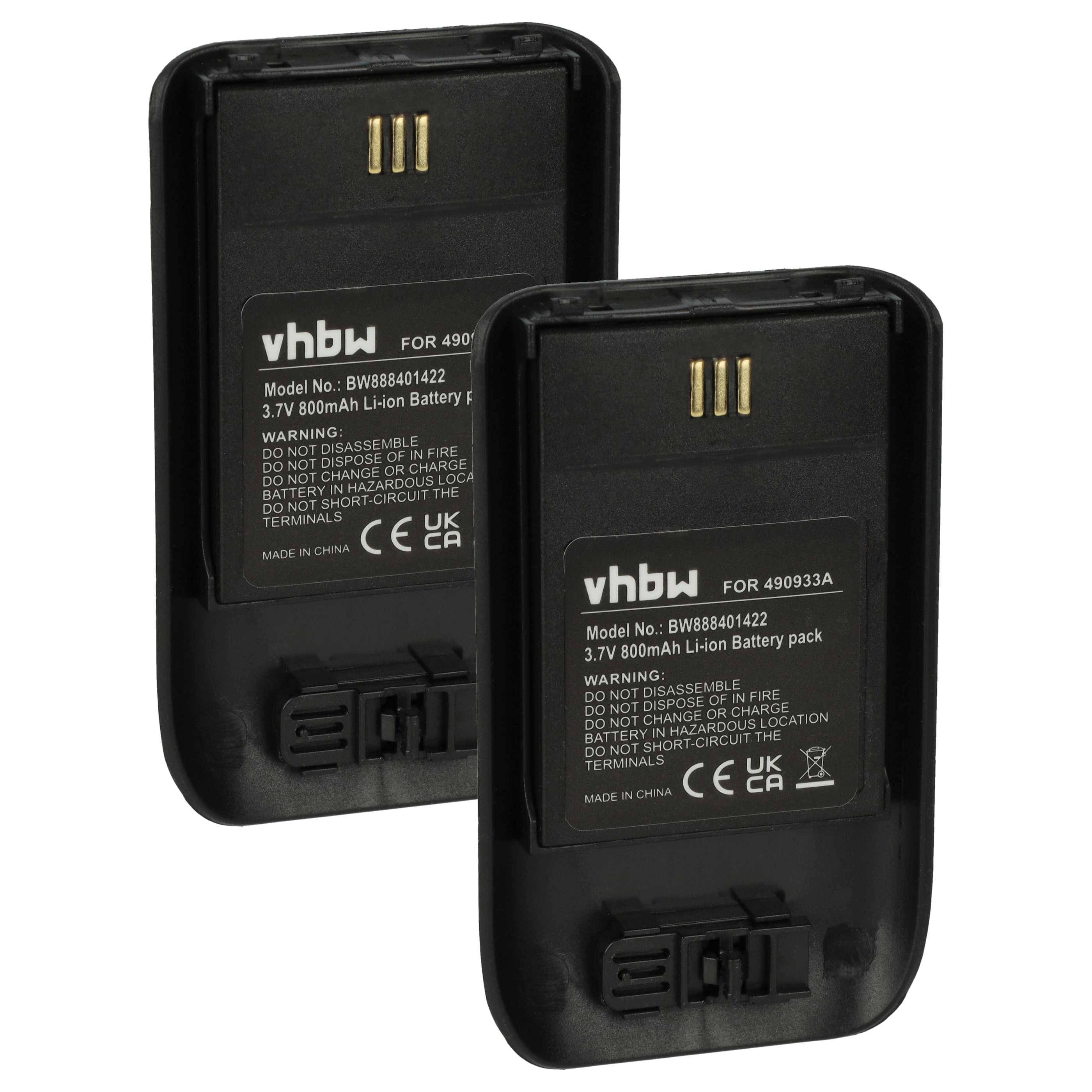 vhbw 2x Akku kompatibel mit Mitel 5614 schnurlos Festnetz Telefon (800 mAh, 3,7 V, Li-Ion) Schwarz