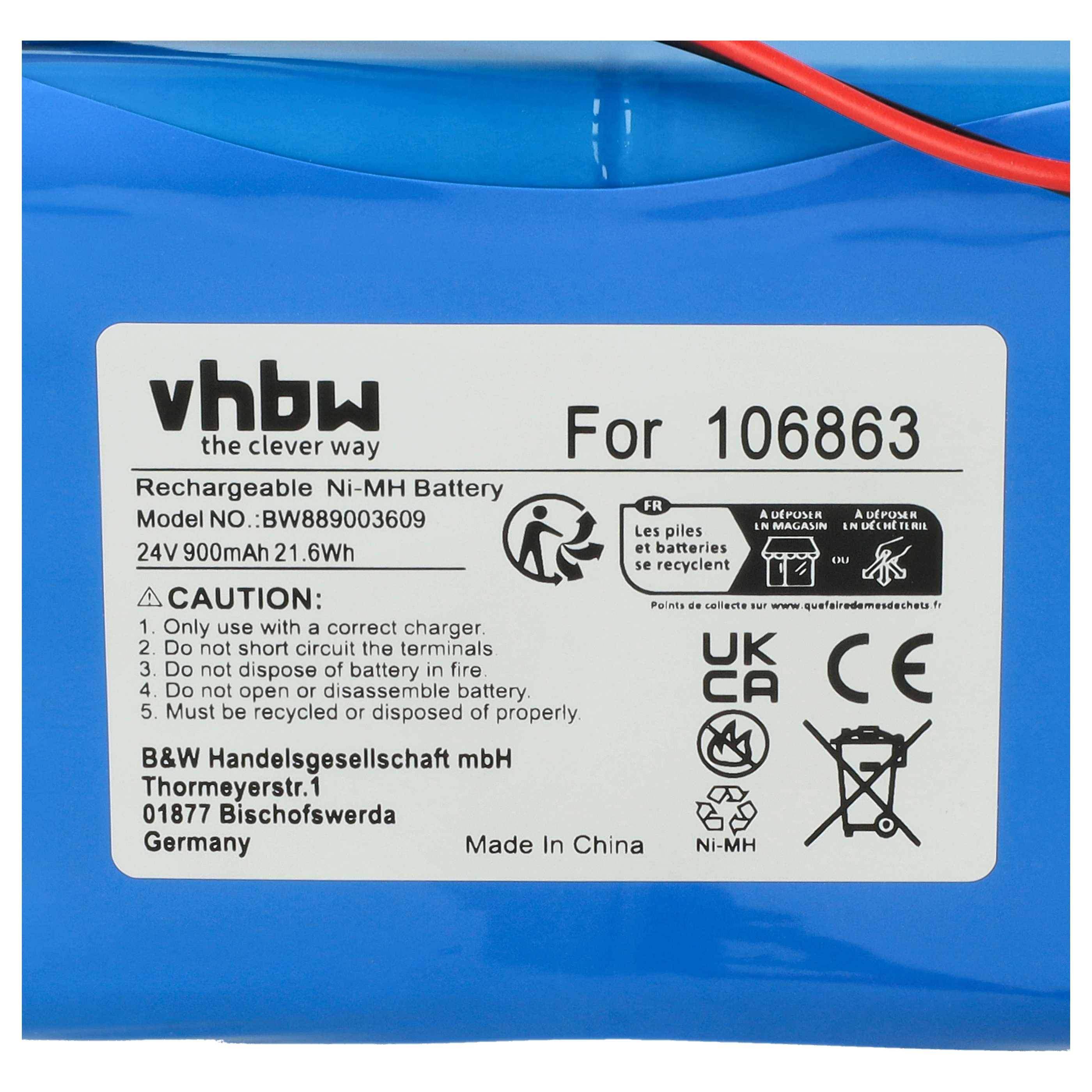 vhbw Akku kompatibel mit Geze DCU 1, EC Drive, DCU2M, Door Operators elektrische Schiebetür (0,9 Ah, 24 V, NiMH)