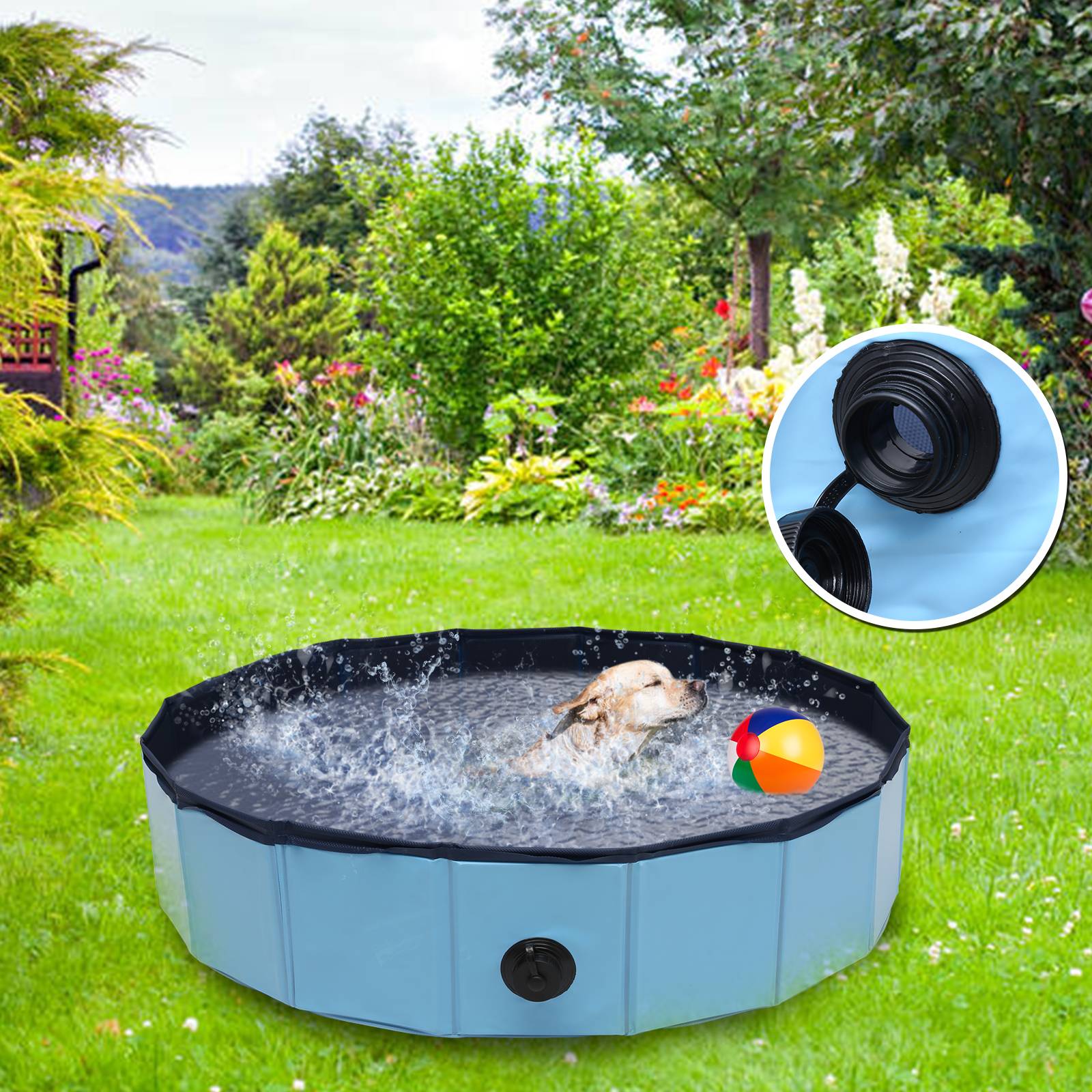 Hundepool Faltbar Pool Schwimmbecken Swimmingpool Hunde Planschbecken Bad Ø 80cm x H 20cm