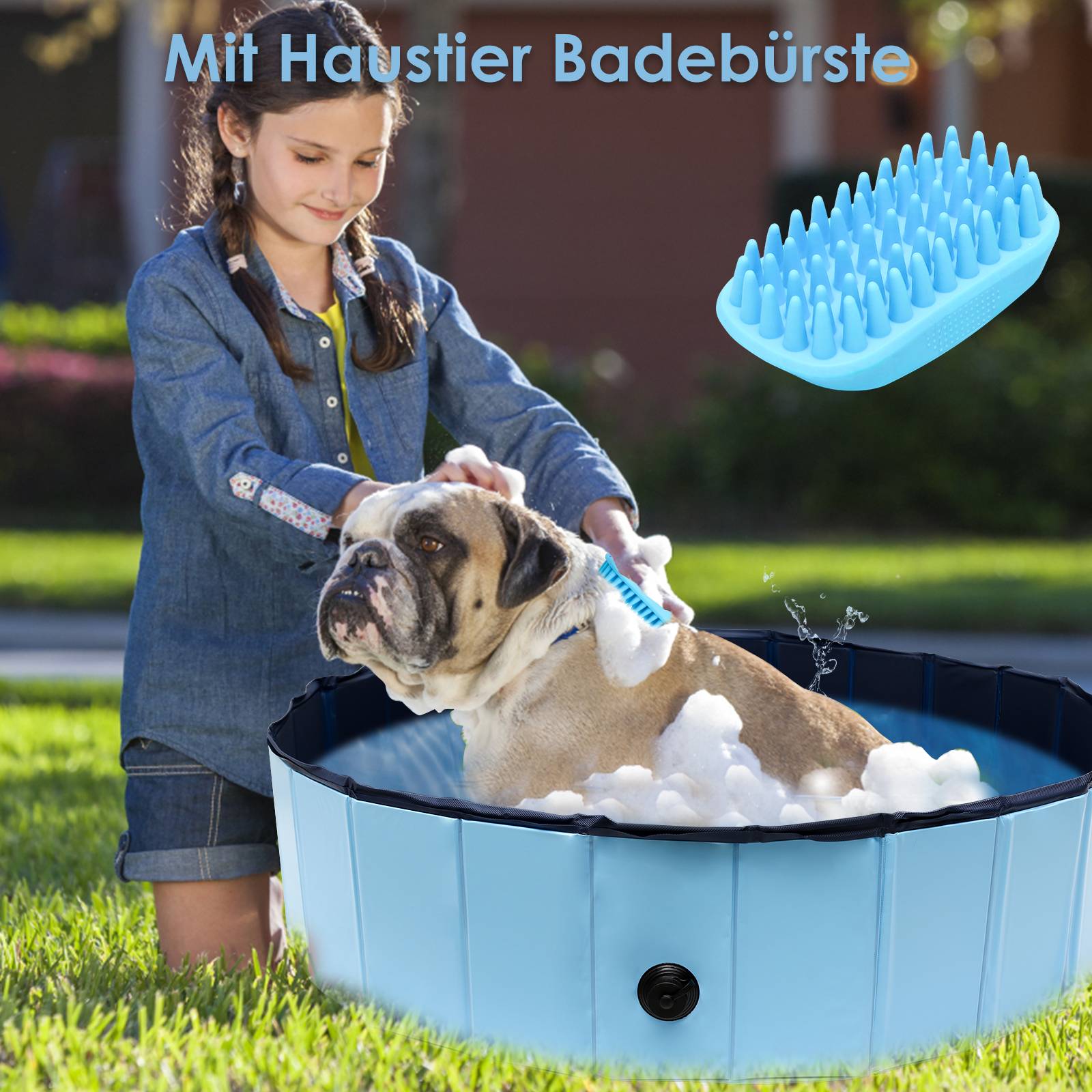 Hundepool Faltbar Pool Schwimmbecken Swimmingpool Hunde Planschbecken Bad Ø 160cm x H 30cm