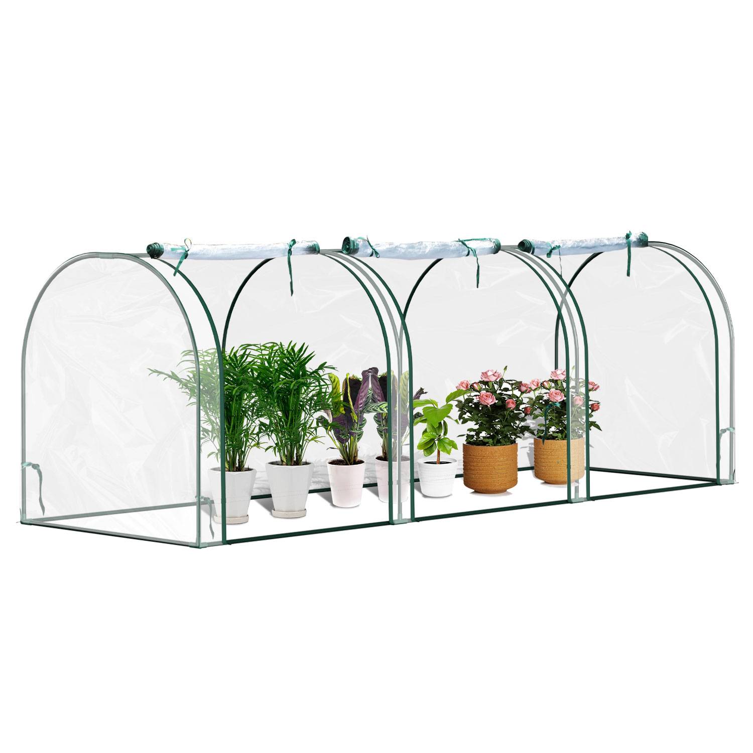 Foliengewächshaus PE transparent Gewächshaus Tomatengewächshaus 270*90*90CM 135 g/m², wasserdicht wetterfest, weiß