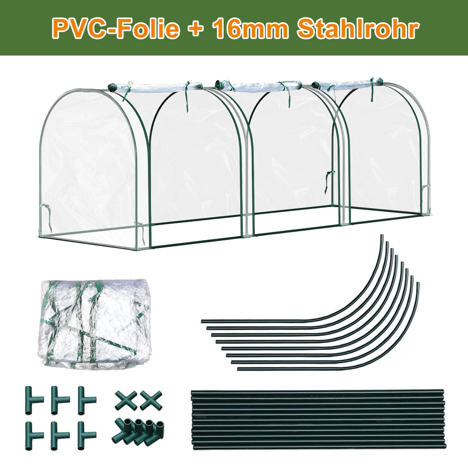 Foliengewächshaus PE transparent Gewächshaus Tomatengewächshaus 270*90*90CM 135 g/m², wasserdicht wetterfest, weiß